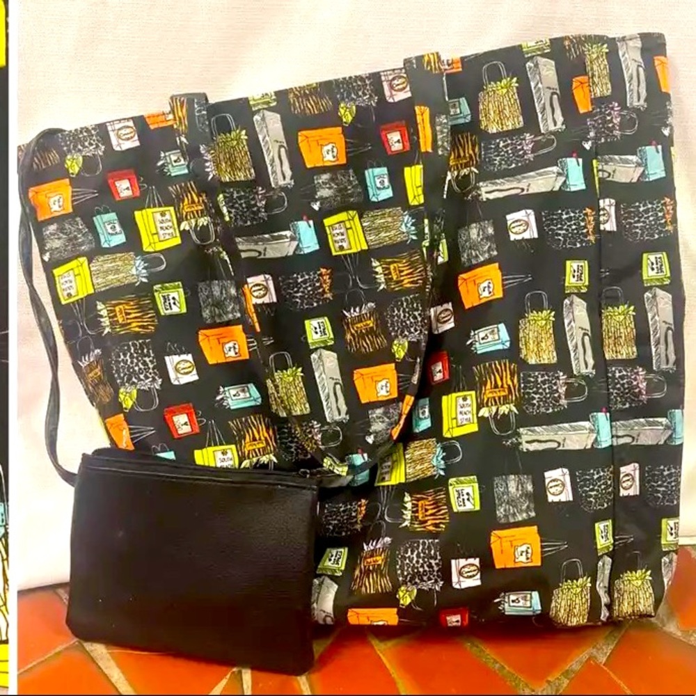 Nicole Miller LARGE shopping bag purse with attached clutch! NWOT